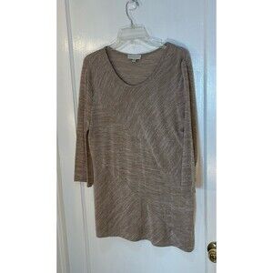 Appleseed's Womens  L 3/4 Length Sleeve Sweater Neut Beige Pullover Gently Worn